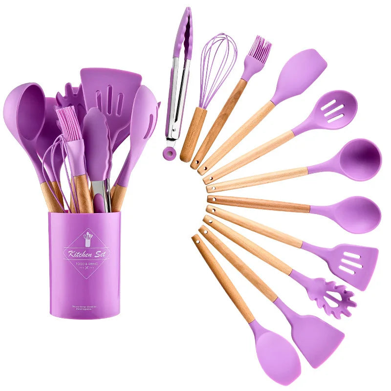 Silicone Spoon With Wooden Handle