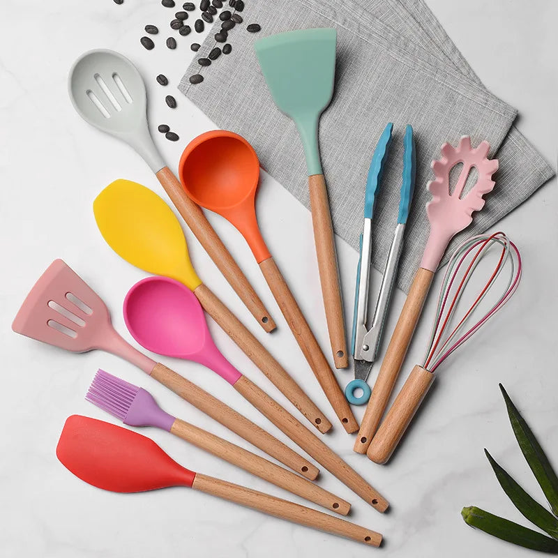 Silicone Spoon With Wooden Handle