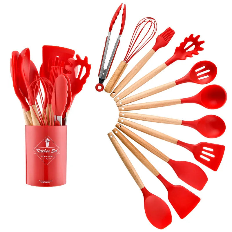 Silicone Spoon With Wooden Handle