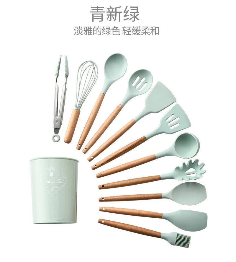 Silicone Spoon With Wooden Handle