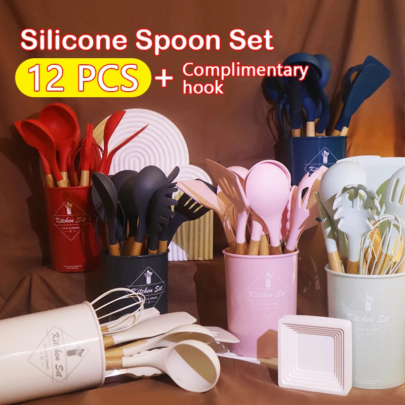 Silicone Spoon With Wooden Handle