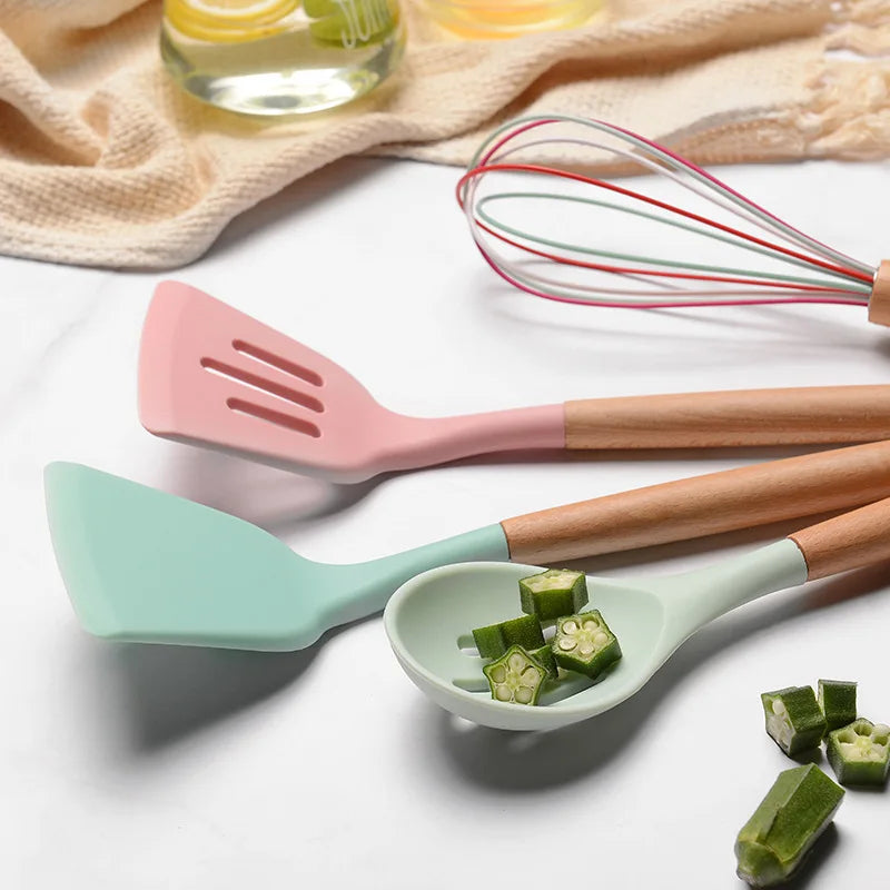 Silicone Spoon With Wooden Handle