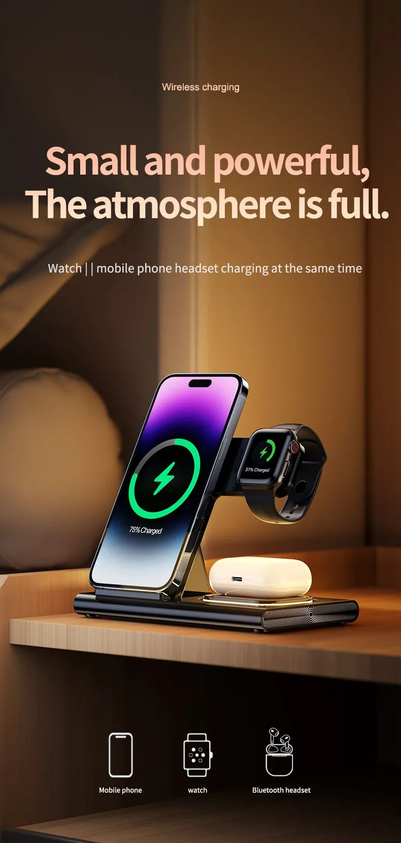 3 in 1 Wireless Charger Stand Pad