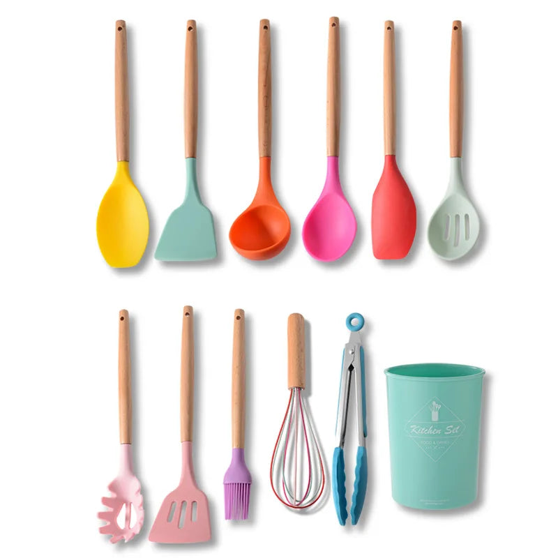 Silicone Spoon With Wooden Handle